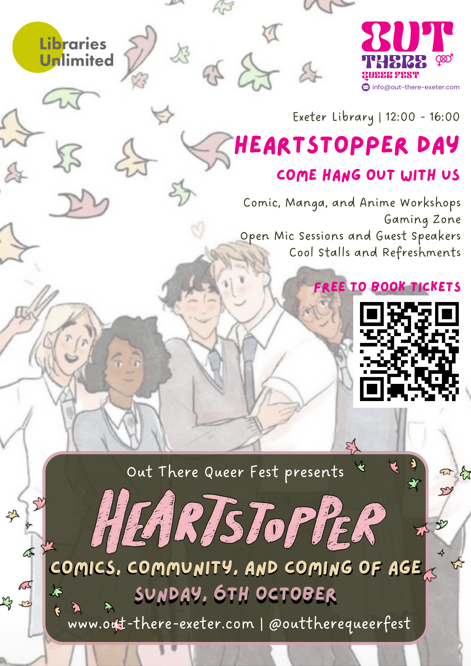 Heartstopper. Out There Queer Fest. Out There Exeter. Exeter Library